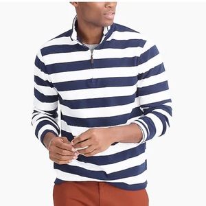 J. CREW L Mercantile Sueded Cotton Half Zip Pullover navy white EUC